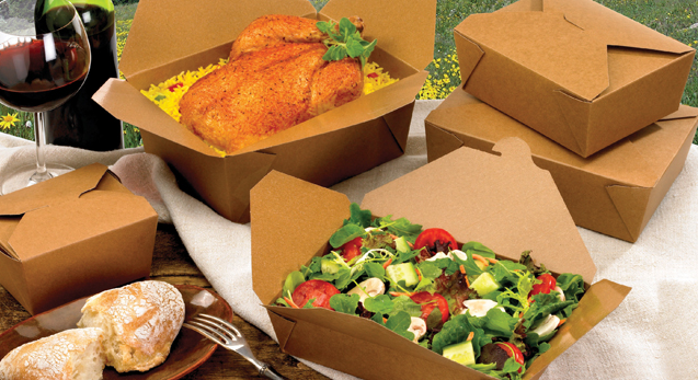 Kraft paper disposable food containers To-Go and packaging for Take-Away