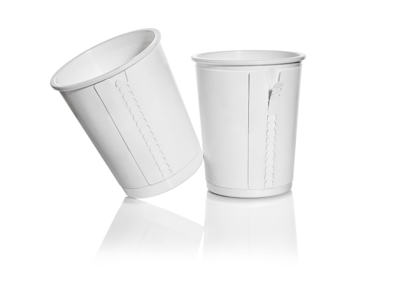 Disposable dairy containers and cups with wrapped paper sleeve