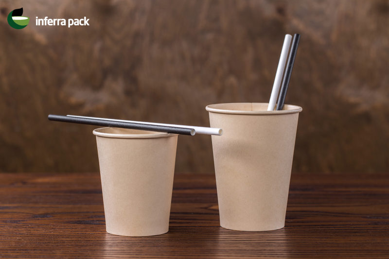 Hot drink bamboo paper Eco paper cups and paper straws.