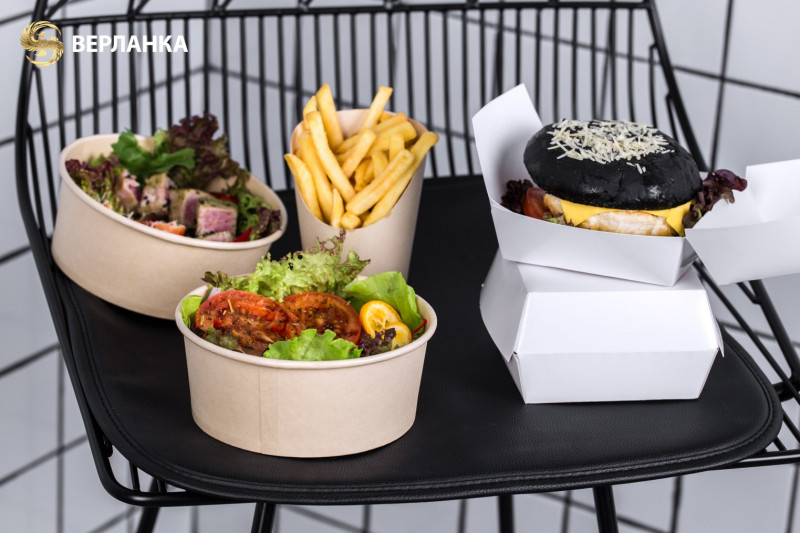 Fast-Food and Street food bamboo paper packaging To-Go.