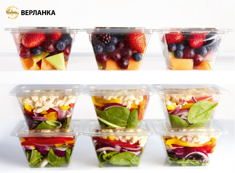 Disposable rPET containers To Go for gastronomy and culinary