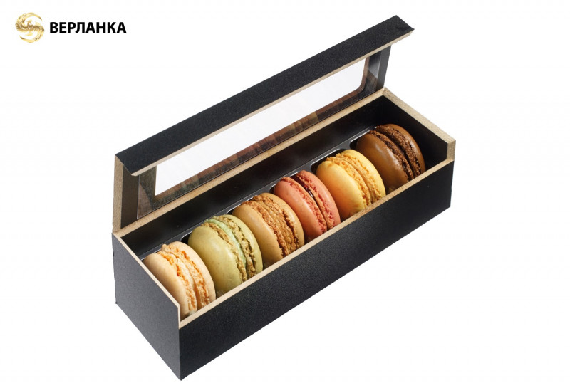 wooden packaging for macaroon and macarons with window