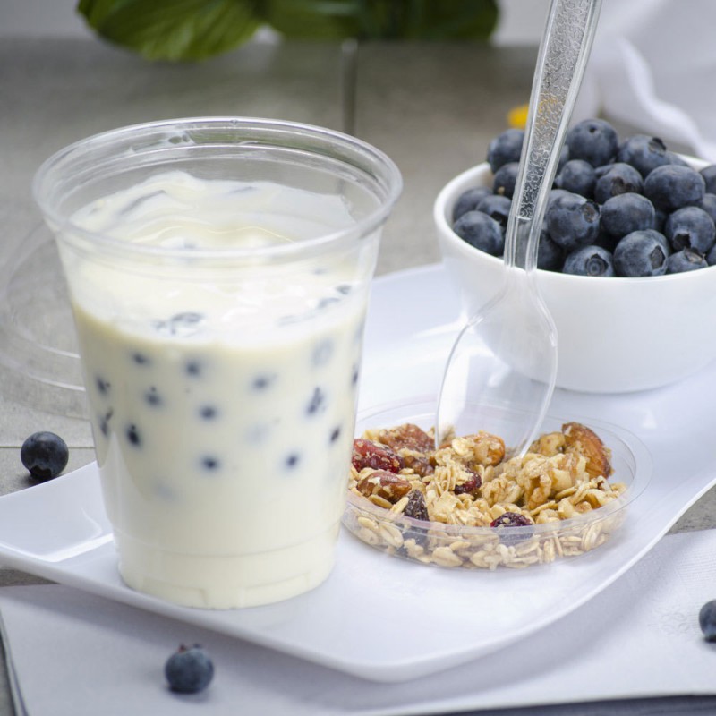 Disposable cold drink cups for yogurt and granola